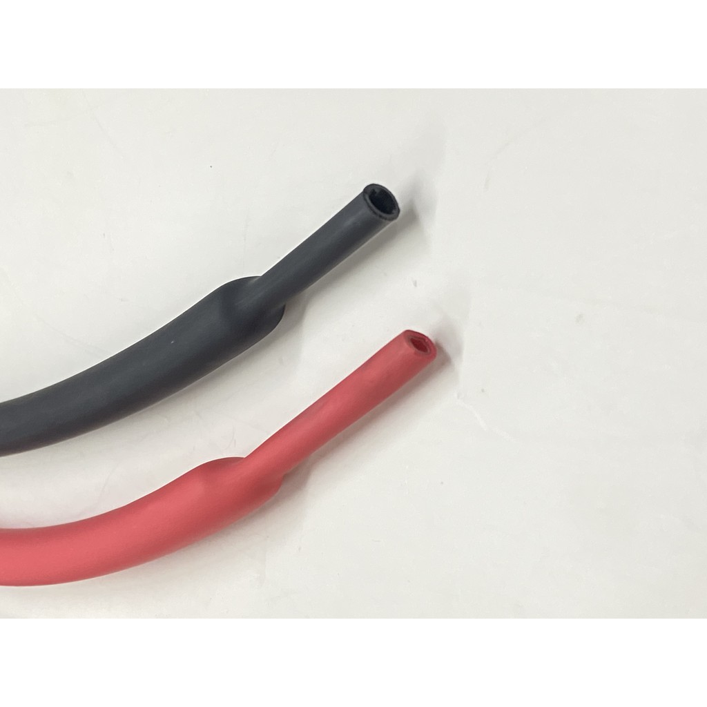 ท่อหดกาว สีดำและสีแดง ขนาด 9.5 mm เส้นละ 50 ซม หดได้ถึง 1 ใน 3