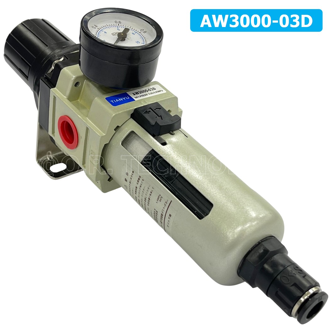 (1ชิ้น) AW3000-03D ชุดกรองลมปรับแรงดัน Auto Drain ระบายลมออก แบบอัตโนมัติ Air Filter Regulator AW Pneumatic TIANYU ชุดกรองลม + ตัวปรับลม