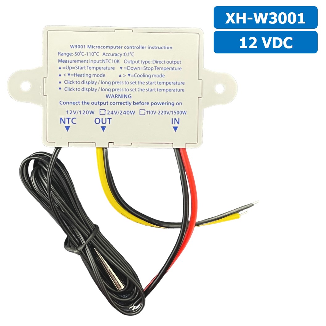 XH-W3001 12VDC เครื่องควบคุมอุณหภูมิ Digital Temperature Controller Thermostat Switch Probe