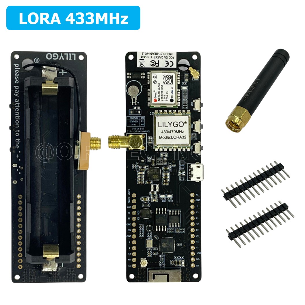 (1ชิ้น) AA714 TTGO T-Beam V1.1 ESP32 LORA 433MHz NEO-6M WiFi Wireless Bluetooth Module IPEX 18650 Battery Holder CH9102F Chip