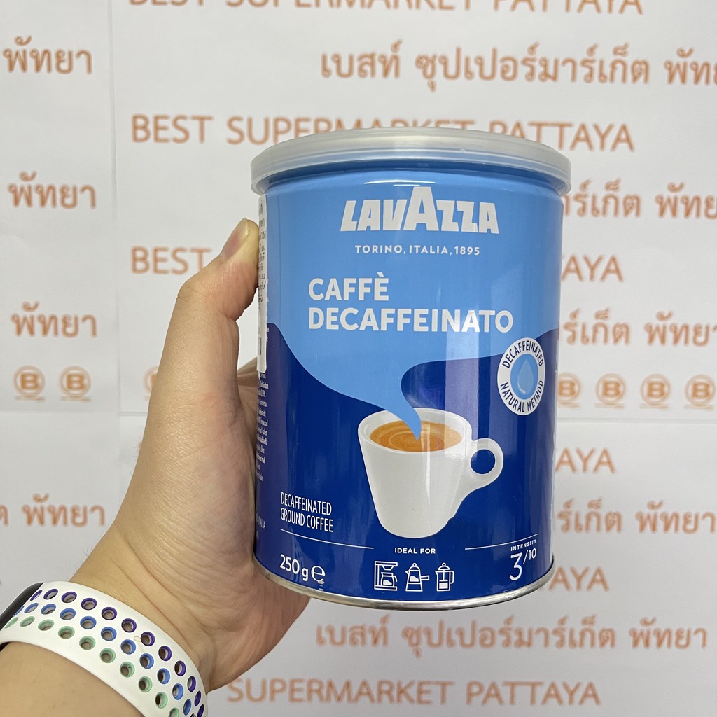 ลาวาซซา ดิแคฟฟิเนทเต็ด กราวด์ คอฟฟี่ กาแฟแท้คั่วบด สกัดกาเฟอีนออก 250 กรัม Lavazza Decaffeinated Ground Coffee 250 g.