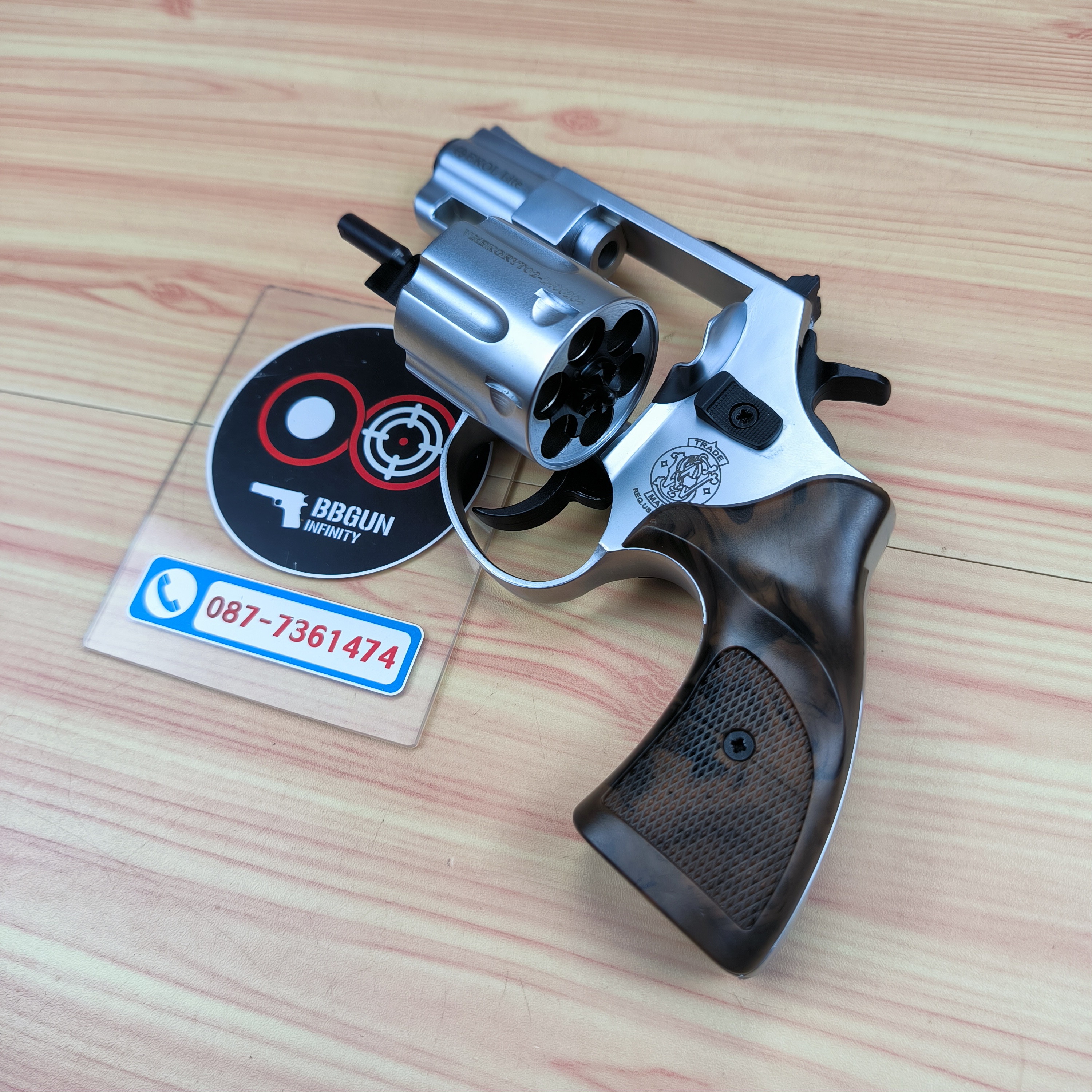 Ekol Lite แบลงค์กัน ลูกโม่ 2 นิ้ว สีเงินด้าน (White) Smith & Wesson blank gun Revolver 2 inch
