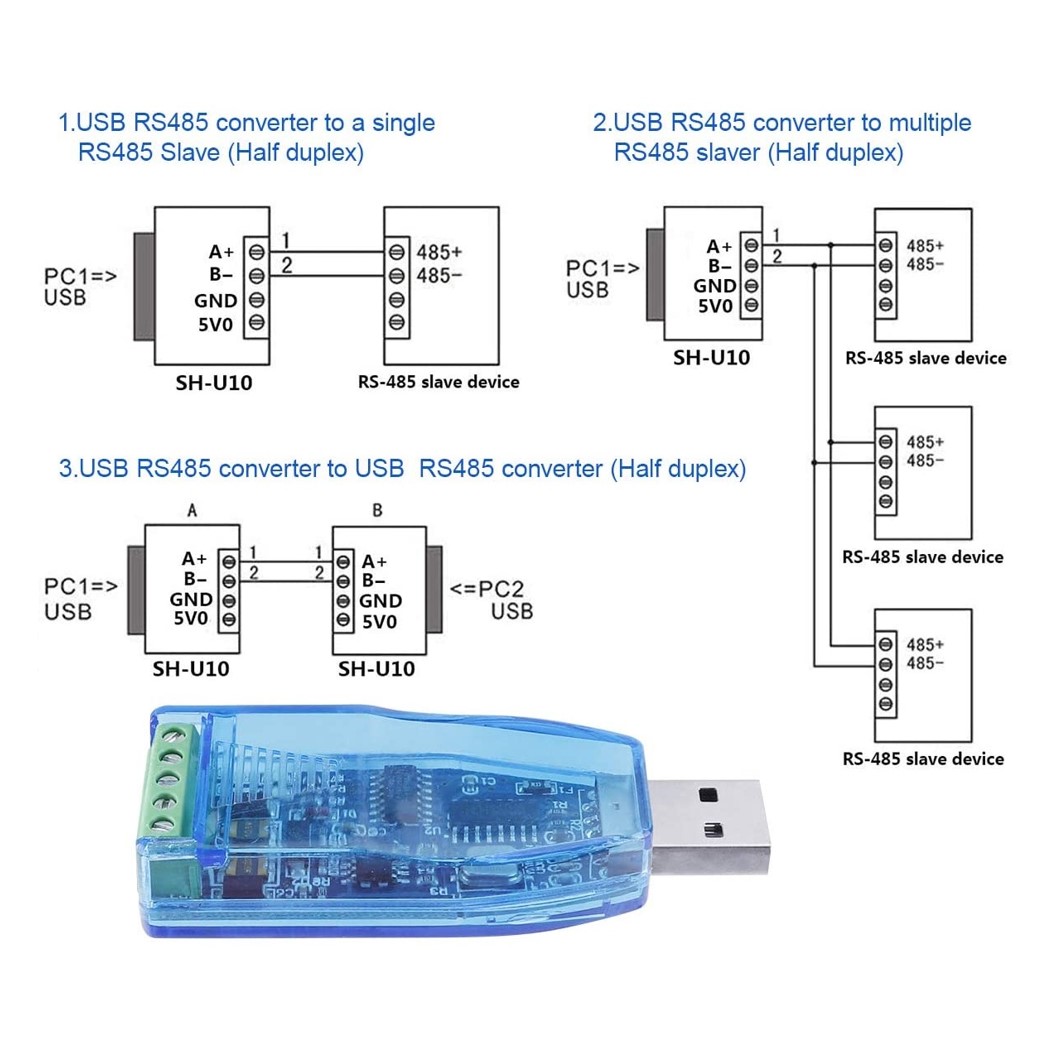 IB038 ตัวแปลง USB To RS485 Converter CH340 Isolated Industrial Grade USB to RS485 Communication Module 5V Serial Port Line Converter TVS Protection USB-RS485