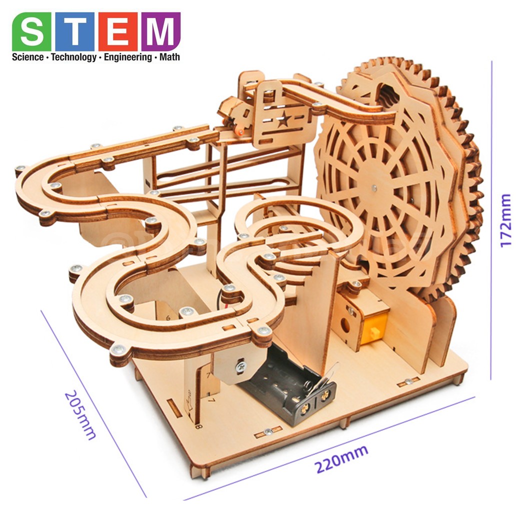 T-M283 ชุดประกอบไม้ บอลเขาวงกตไฟฟ้า Electric Roller Coaster Ball Puzzle Wooden Kit STEM Education ของเล่นเสริมทักษะ เสริมพัฒนาการ ชุดเรียนรู้ ชุดทดลอง Rolling Ball