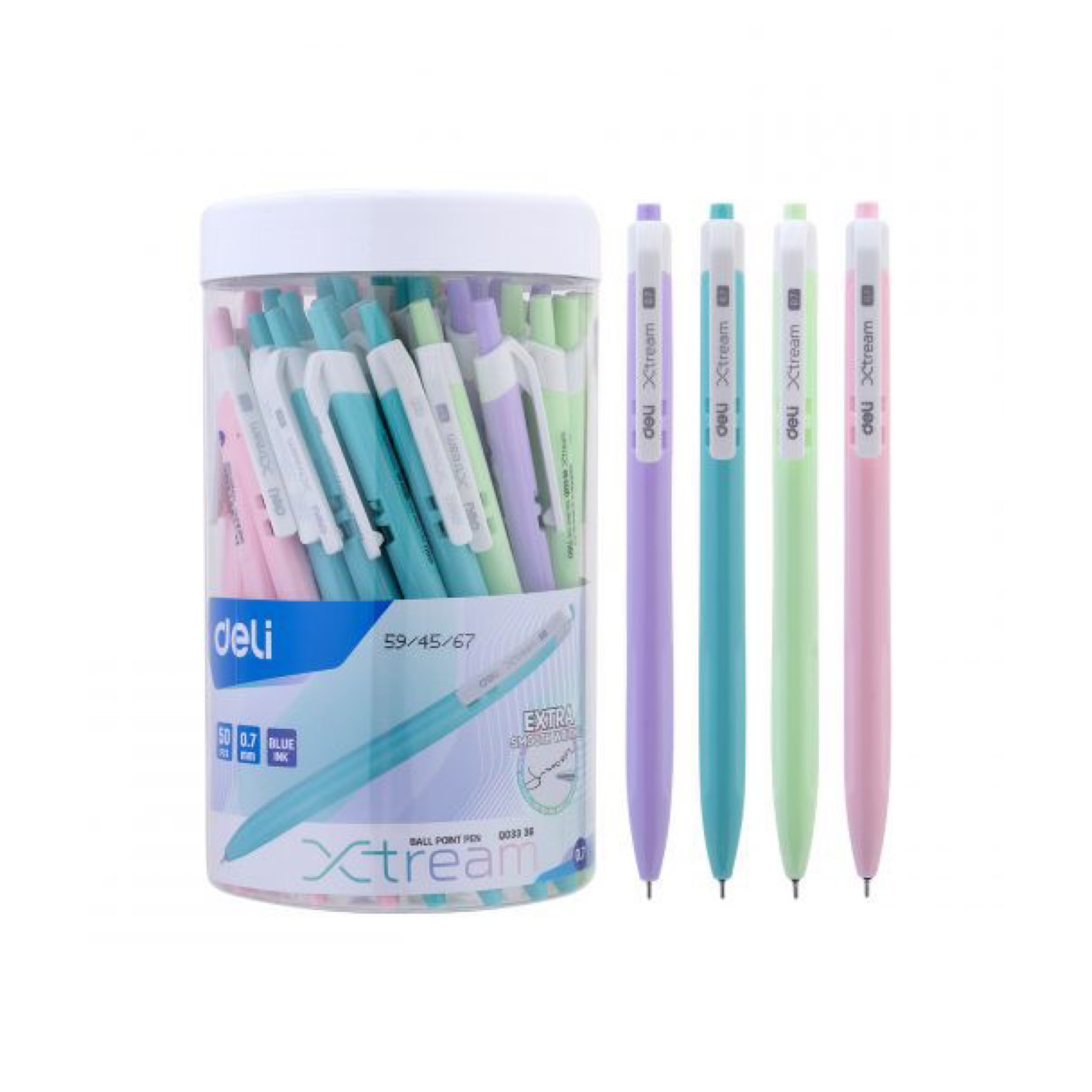 ปากกาลูกลื่นกด Deli เดลี่ Q03336 0.7มม. สีน้ำเงิน แพ็คละ 12 ด้าม