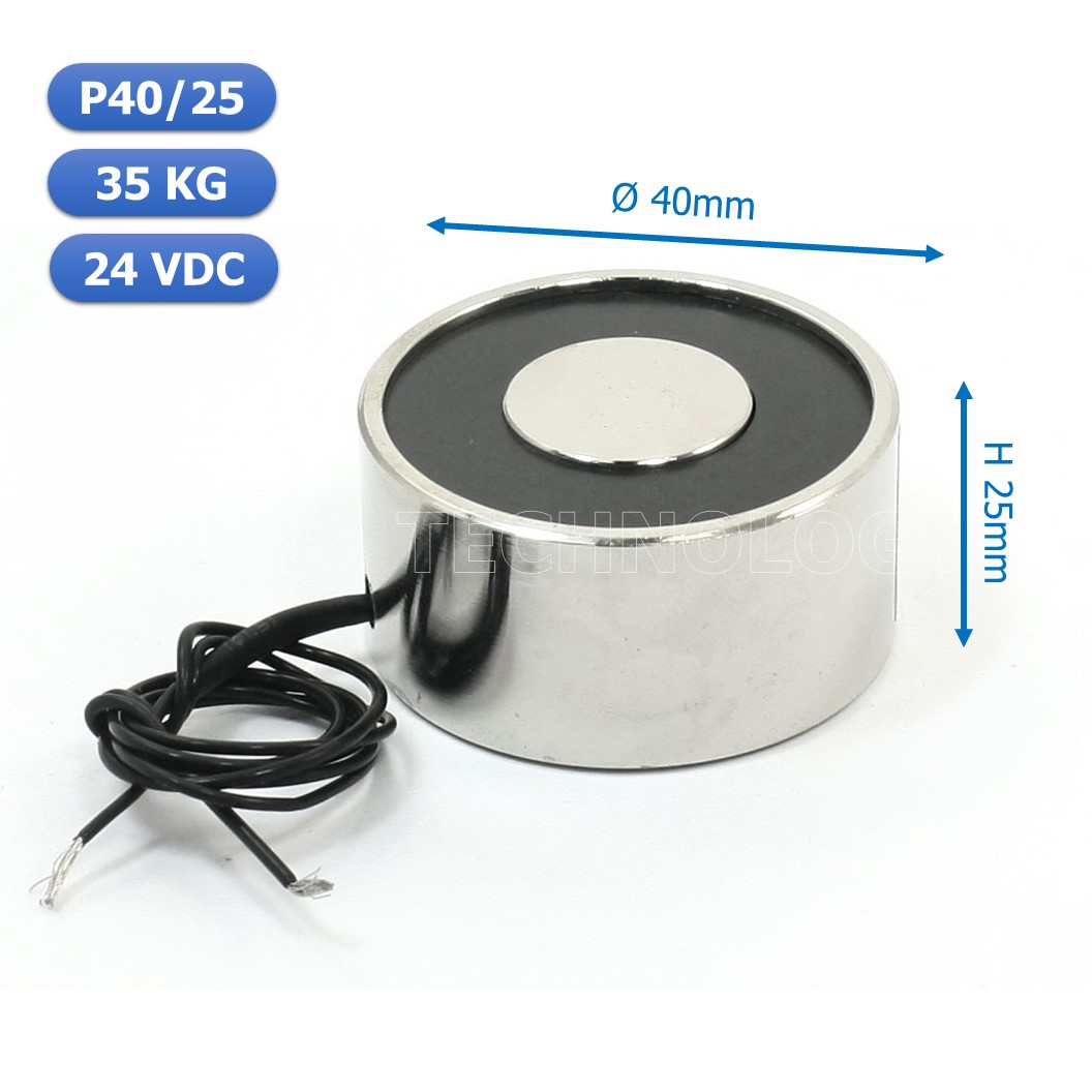 (1ชิ้น) NC476 แม่เหล็กไฟฟ้า โซลินอยด์ดูดโลหะ อิเล็กโตแมกเนท แม่เหล็กดูดไฟฟ้า P40/25 DC24V Solenoid Electric Sucker Electromagnet 35KG