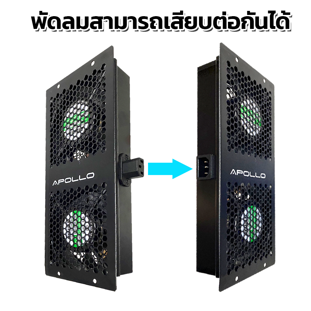 Apollo พัดลมตู้Rack 4x4 DUAL FAN Cooling รุ่น APL-CF02