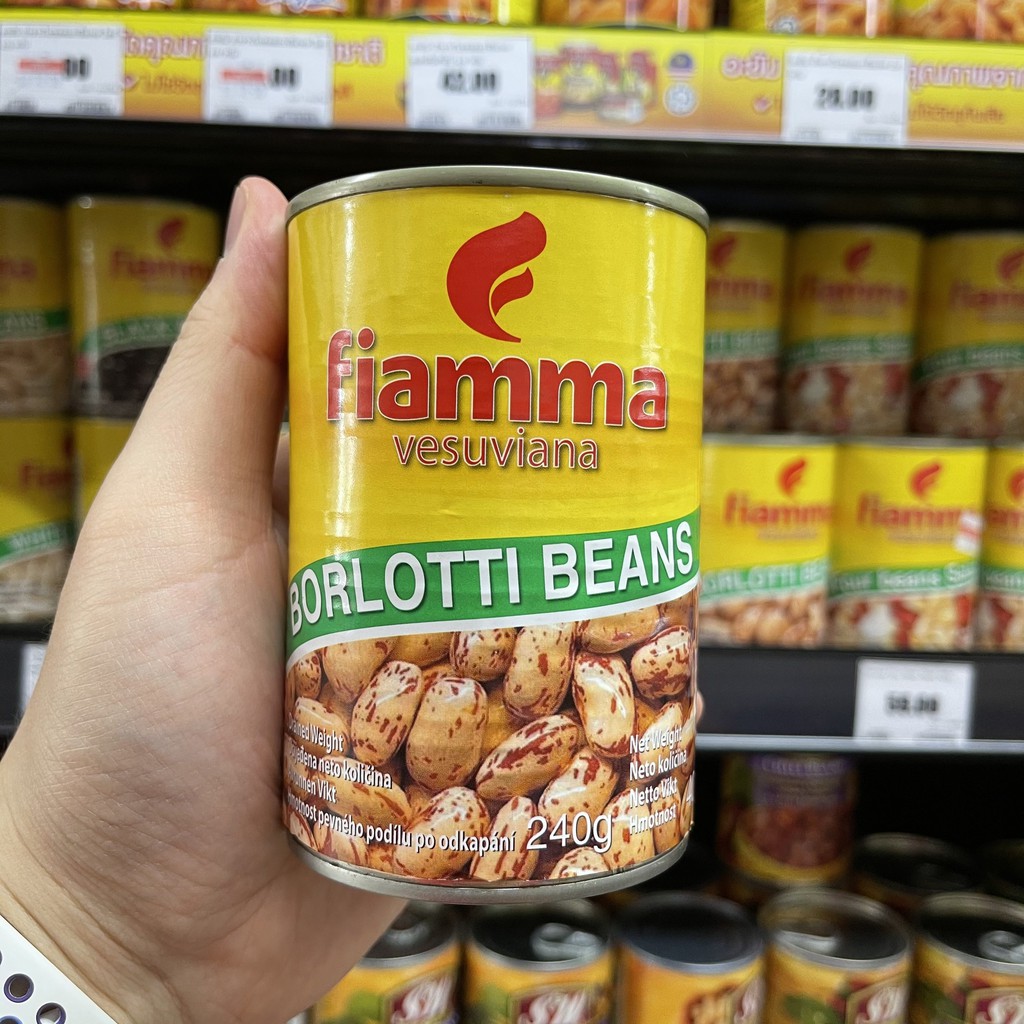 ไฟมมา ถั่วบอร์ลอตติในน้ำเกลือ น้ำหนักสุทธิ 400 กรัม Fiamma Borlotti Beans in Brine Total Weight 400 g.