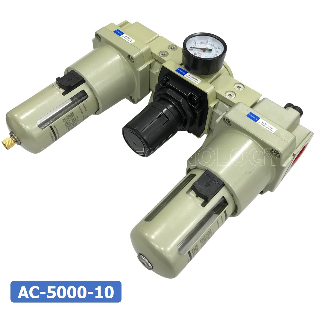 AC5000-10 ชุดกรองลม แบบ 3 ตอน Manual Drain 3 Unit FRL Combination TIANYU AC-5000-10 (Filter Regulator Lubricator)