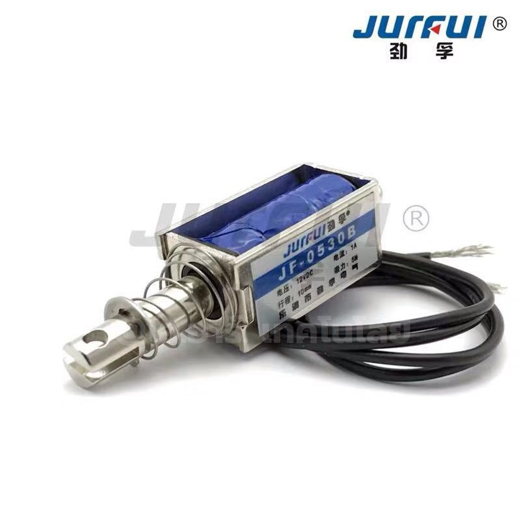 JB-0530B DC 6V/12V/24V โซลินอยด์ไฟฟ้า กลอนไฟฟ้า JURFUI Push-Pull Frame Type DC Electromagnet Solenoid กลอนประตูไฟฟ้า
