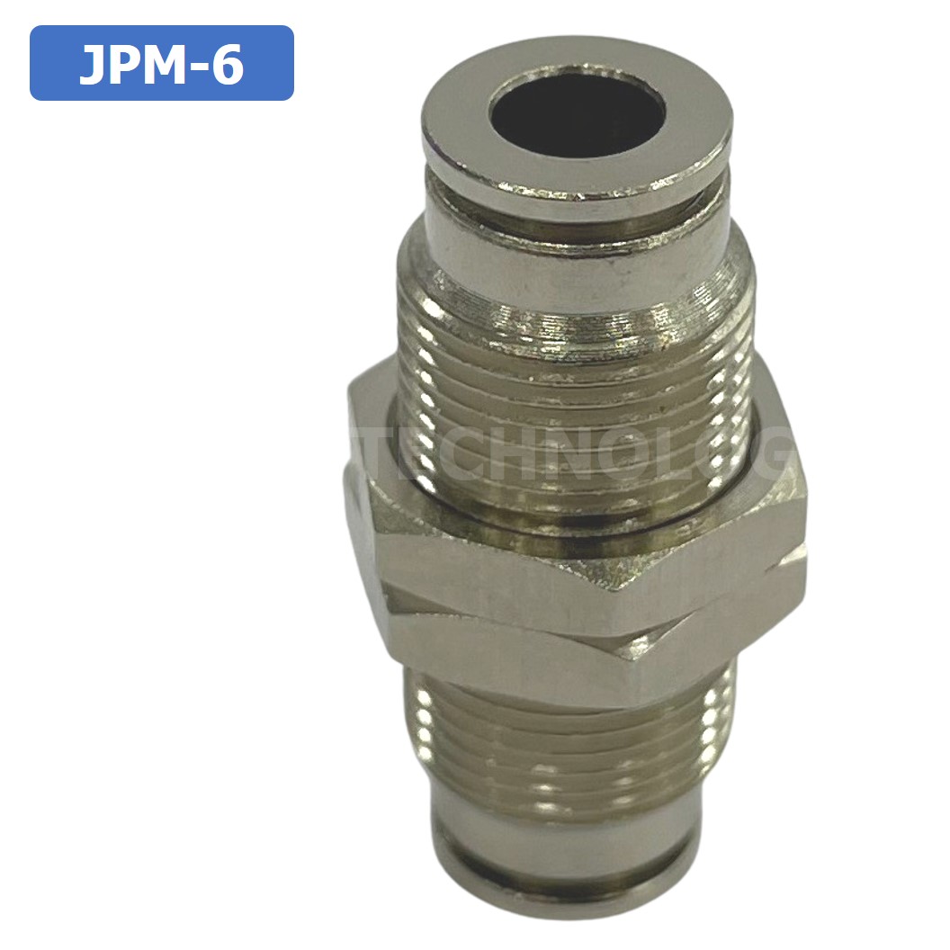 (1ชิ้น) JPM-6 ข้อต่อลม สแตนเลส 2ทาง เกลียวนอก STAINLESS 2 Way Bulkhead Union JPM Pneumatic Air Connector Fitting ข้อต่อลมสแตนเลส สำหรับ สายลม 6x4mm