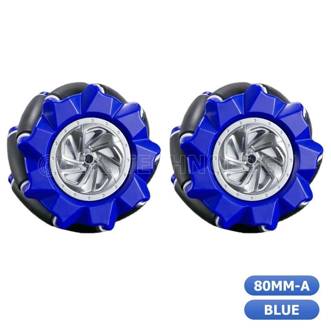 (1ชุด มี 2ล้อ-ซ้าย,ขวา) AD152 ชุดล้อ แมคคานัม ล้อหมุนรอบทิศทาง ขนาด 80MM-A สีน้ำเงิน (ไม่รวม แกนล้อ) Blue Mecanum Wheel 80MM-A (Not include couplings)