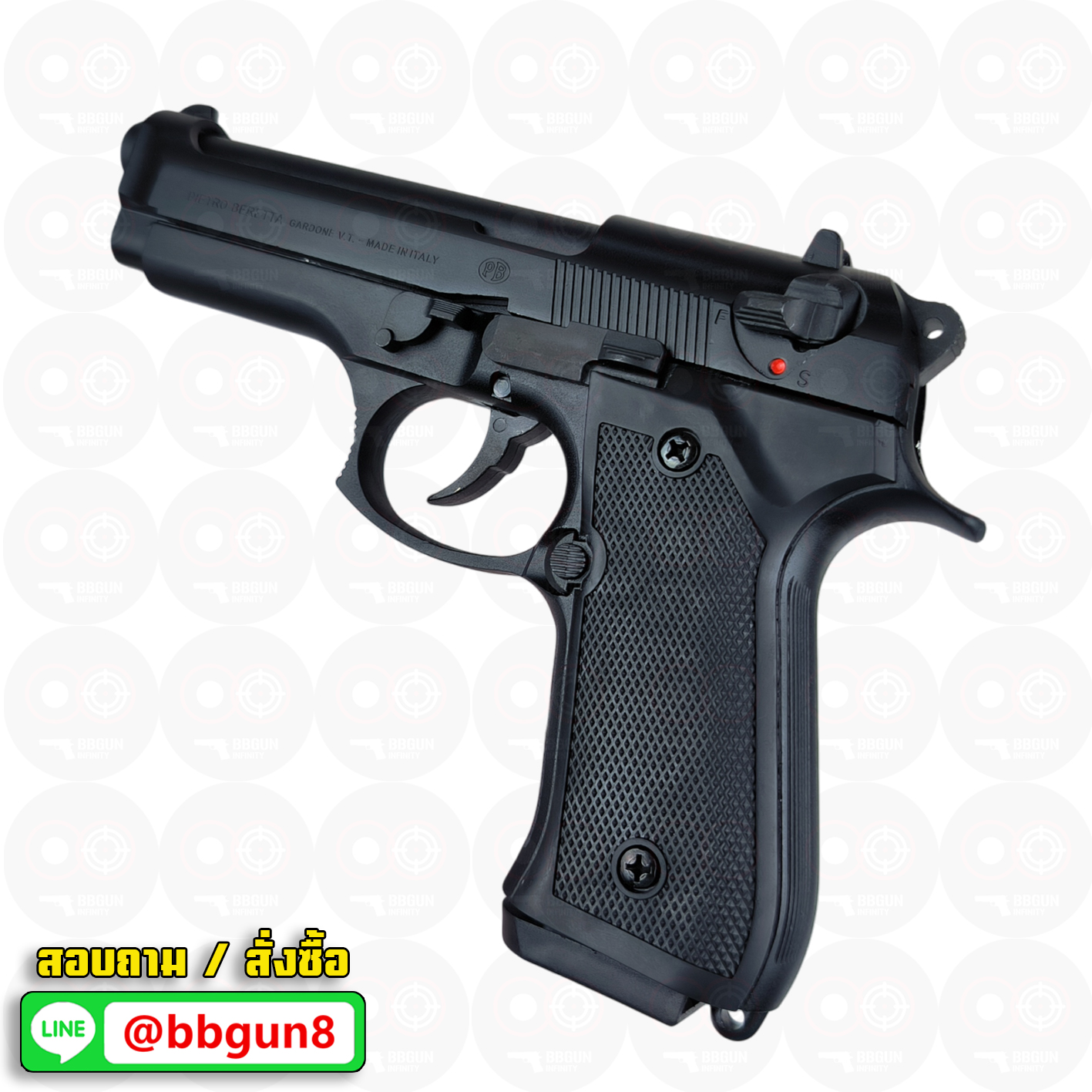 Retay mod 92 black blank gun Beretta M92 รีเท บาเร็ตต้า เอ็ม 92 แบลงค์กัน สีดำ (แถมกล่องใส่ปืน แม็กกาซีน 2 อัน หัวต่อพุ)