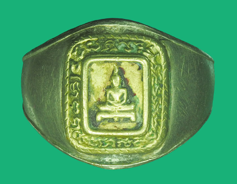 ขายแล้ว*38382 แหวนพระพุทธ ยันต์ขอบ เนื้ออัลปาก้า ไม่ทราบที่และุปีสร้าง 3