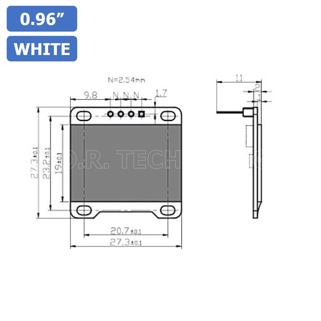 (1ชิ้น) AA413 หน้าจอ จอแสดงผล ขนาด 0.96 นิ้ว 0.96" Inch I2C IIC OLED LCD Module 4pin (with GND VCC), White สีขาว