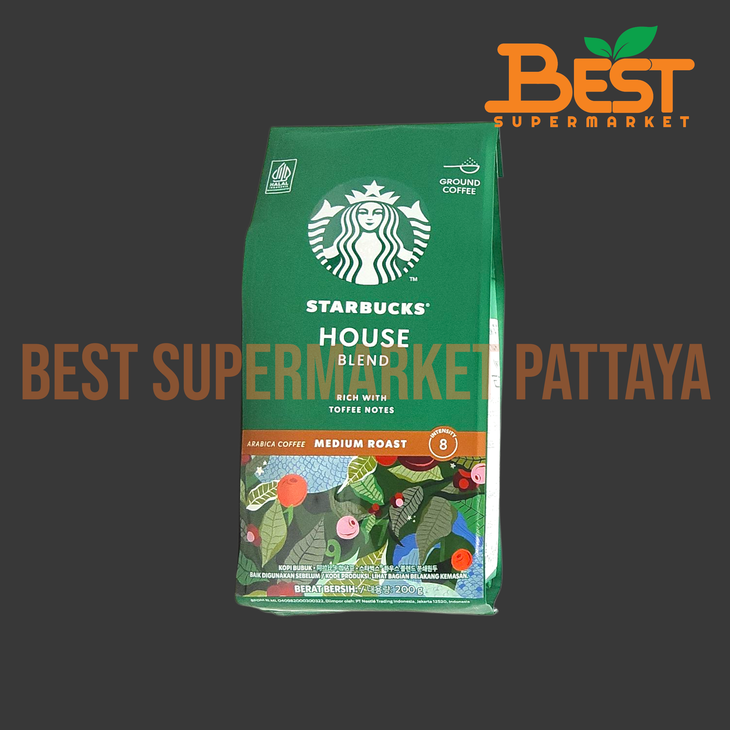 สตาร์บัคส์ เฮาส์ เบลนด์ มีเดียม โรสต์ กาแฟแท้คั่วบด 200 กรัม.Starbucks.House Blend 200g.Medium Roast.