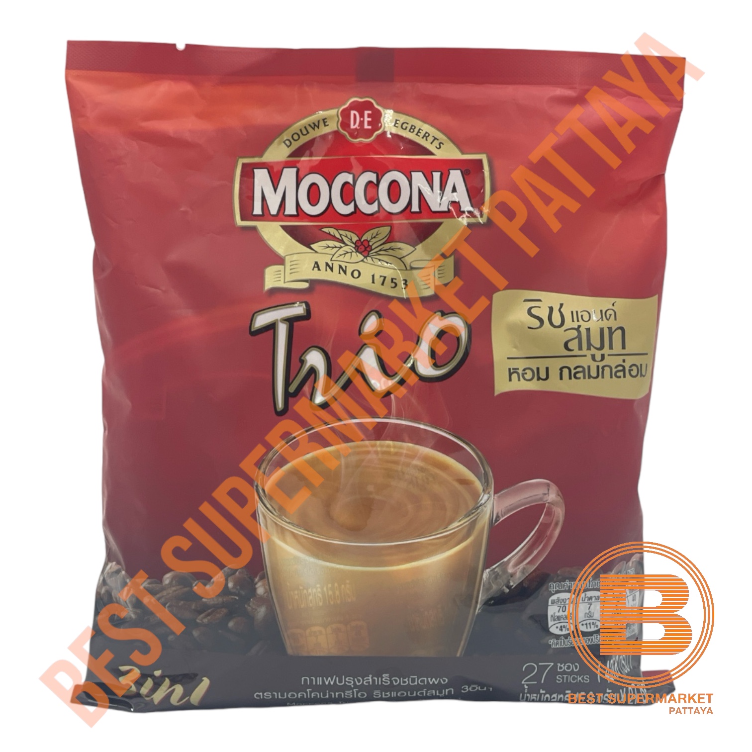 มอคโคน่าทรีโอ กาแฟปรุงสำเร็จชนิดผง 3 อิน 1 27 ซอง Moccona Trio 3 in 1 Instant Coffee 27 Sticks