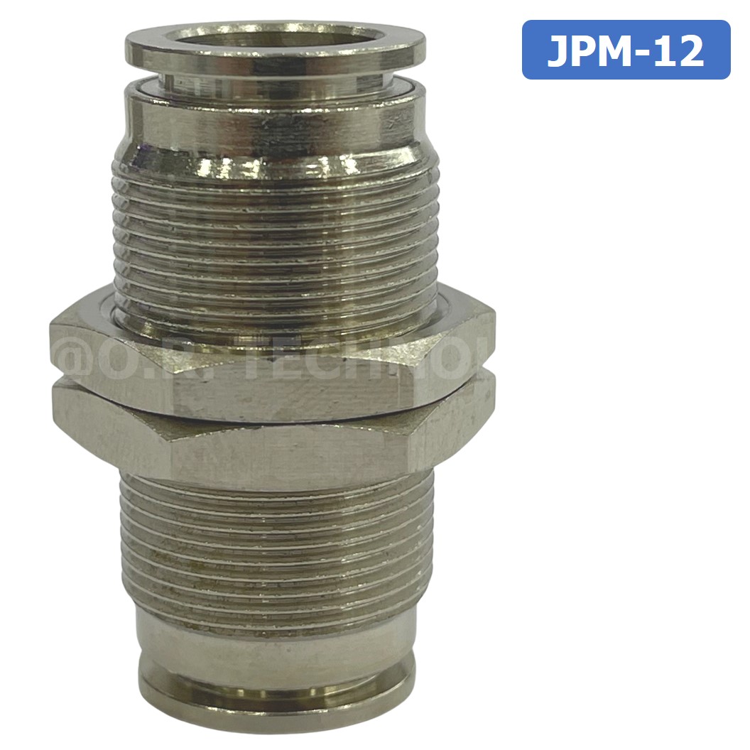 (1ชิ้น) JPM-12 ข้อต่อลม สแตนเลส 2ทาง เกลียวนอก STAINLESS 2 Way Bulkhead Union JPM Pneumatic Air Connector Fitting ข้อต่อลมสแตนเลส สำหรับ สายลม 12x8mm