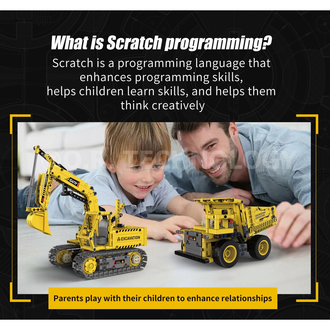 KEEYEE WORLD K96173 ชุดเรียนรู้ เสริมทักษะ Engineering Excavator Robot ตัวต่อ STEAM Educational Programmable Robot Kit Building Block