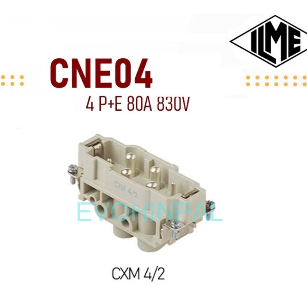 CXM 4/2 Male Insert heavy duty connector 4Pole(80A)+2pole(16A) 400V/690V ILME