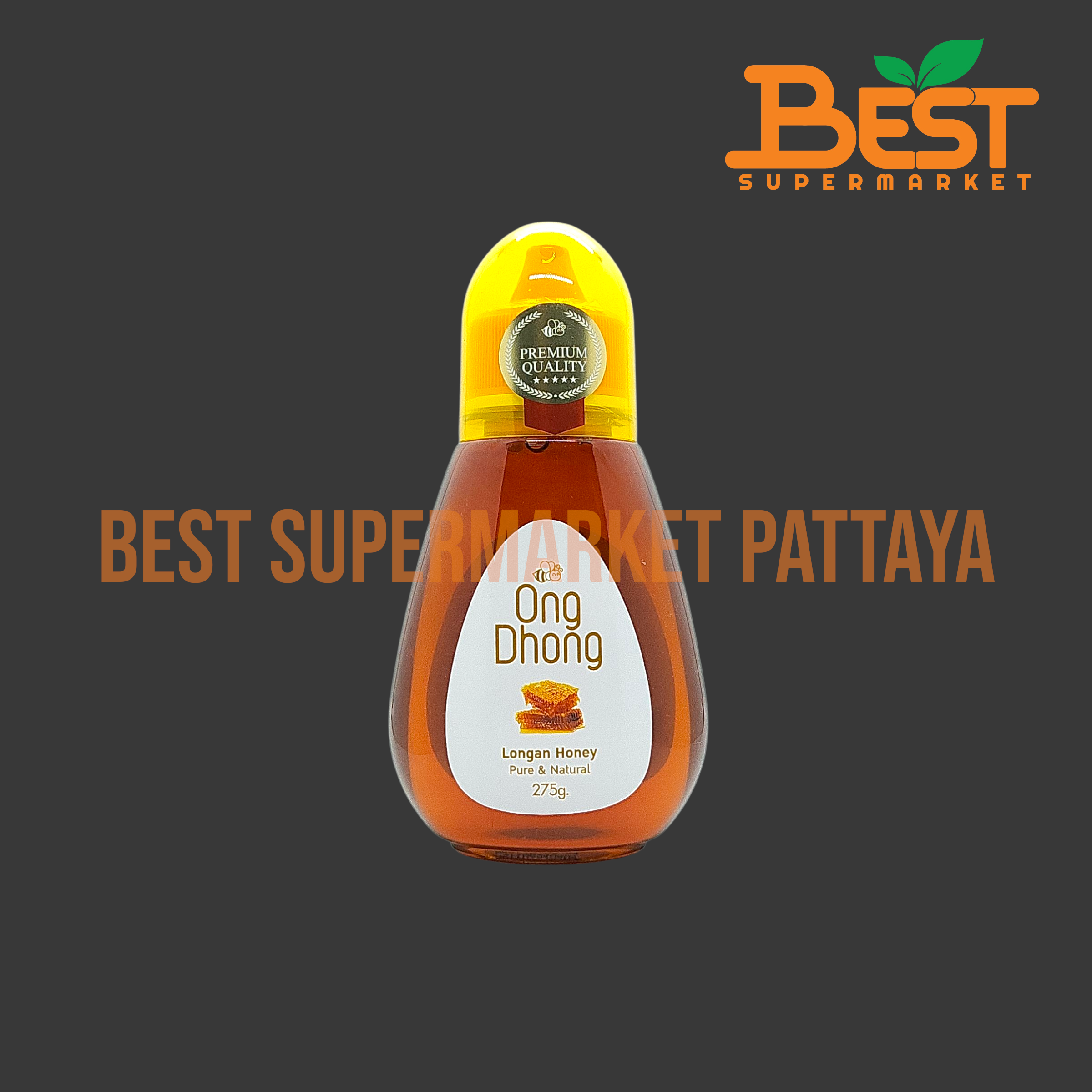 อองตอง น้ำผึ้งดอกลำไย100% 275กรัม.Ong Dhong Longan Honey Pure&Natural100% 275g.
