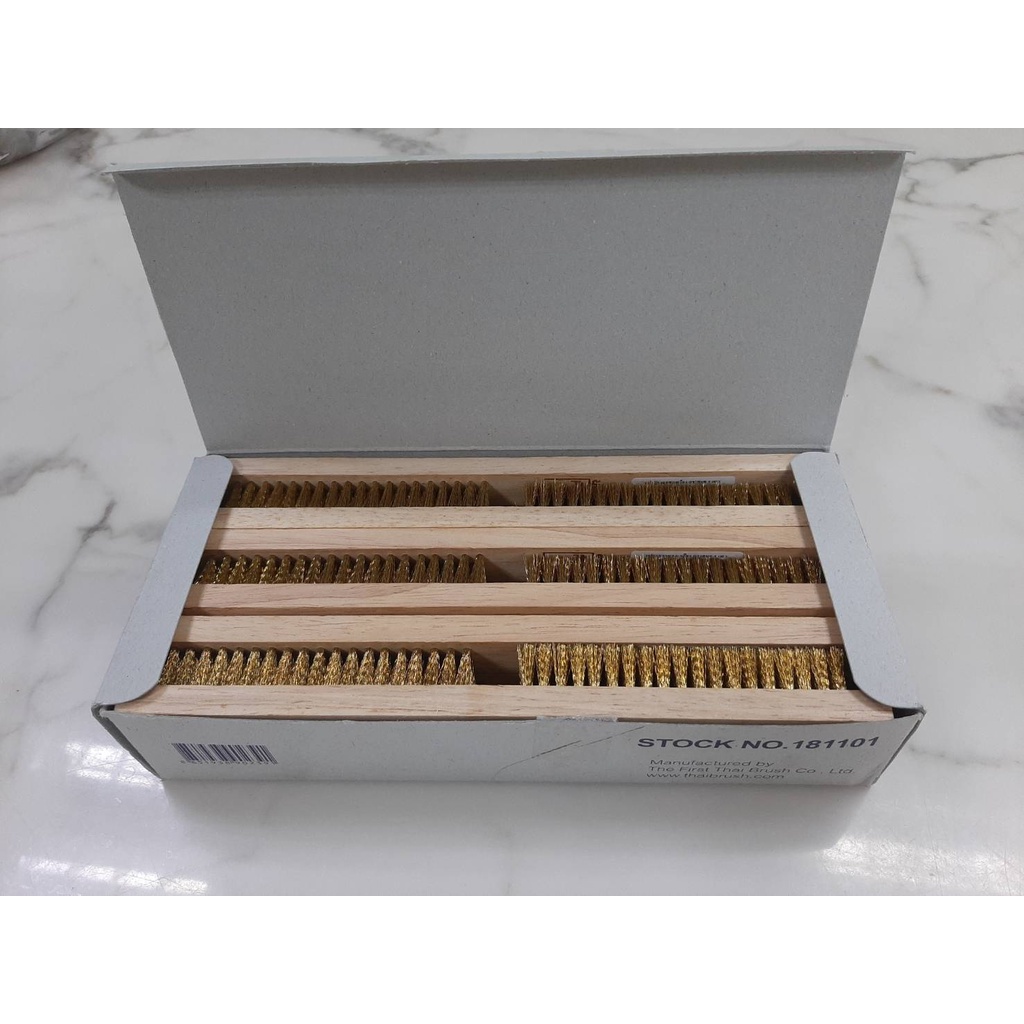 แปรงลวดทองเหลือง 5แถว ตราสมอ (ราคารวมแวท) แปรงขัด ขัดทองเหลือง ขัดเครื่องเงิน แปรงลวด แปรงขัด {0407610501}