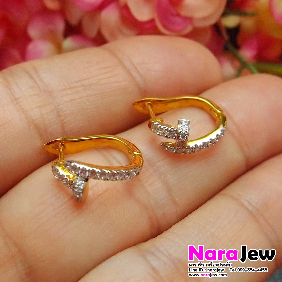 ต่างหูตะปู เพชรแท้ 0.38 ct เรือนทองคำแท้ 9K