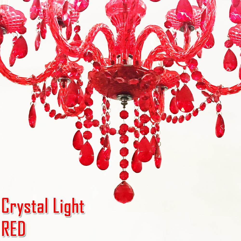 MJ-Tech Crystal Light โคมระย้าคริสตัล โคมไฟแขวนคริสตัล 9 ขา มี 3 สี แถมฟรี หลอดไฟ จำนวน 9 ดวง