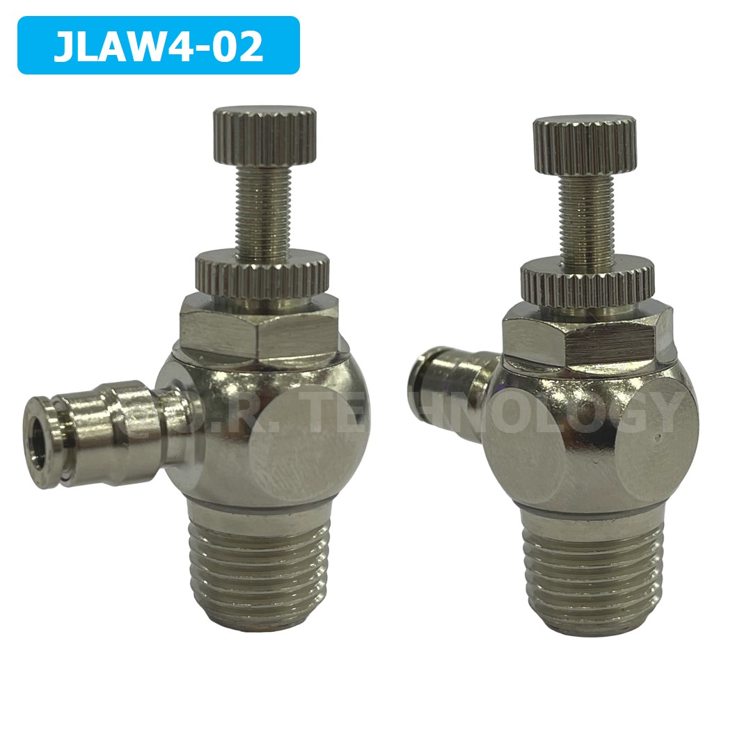 (1ชิ้น) JLAW4-02 ข้อต่อลมสแตนเลส ข้อต่อปรับลม งอ STAINLESS Air Flow Speed Controller ควบคุมความเร็วลม Speed Control valve JLAW JSL