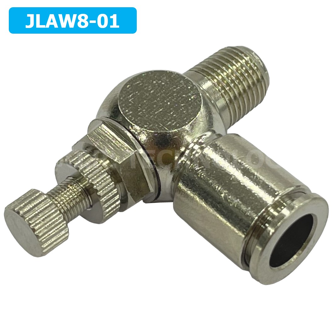 (1ชิ้น) JLAW8-01 ข้อต่อลมสแตนเลส ข้อต่อปรับลม งอ STAINLESS Air Flow Speed Controller ควบคุมความเร็วลม Speed Control valve JLAW JSL