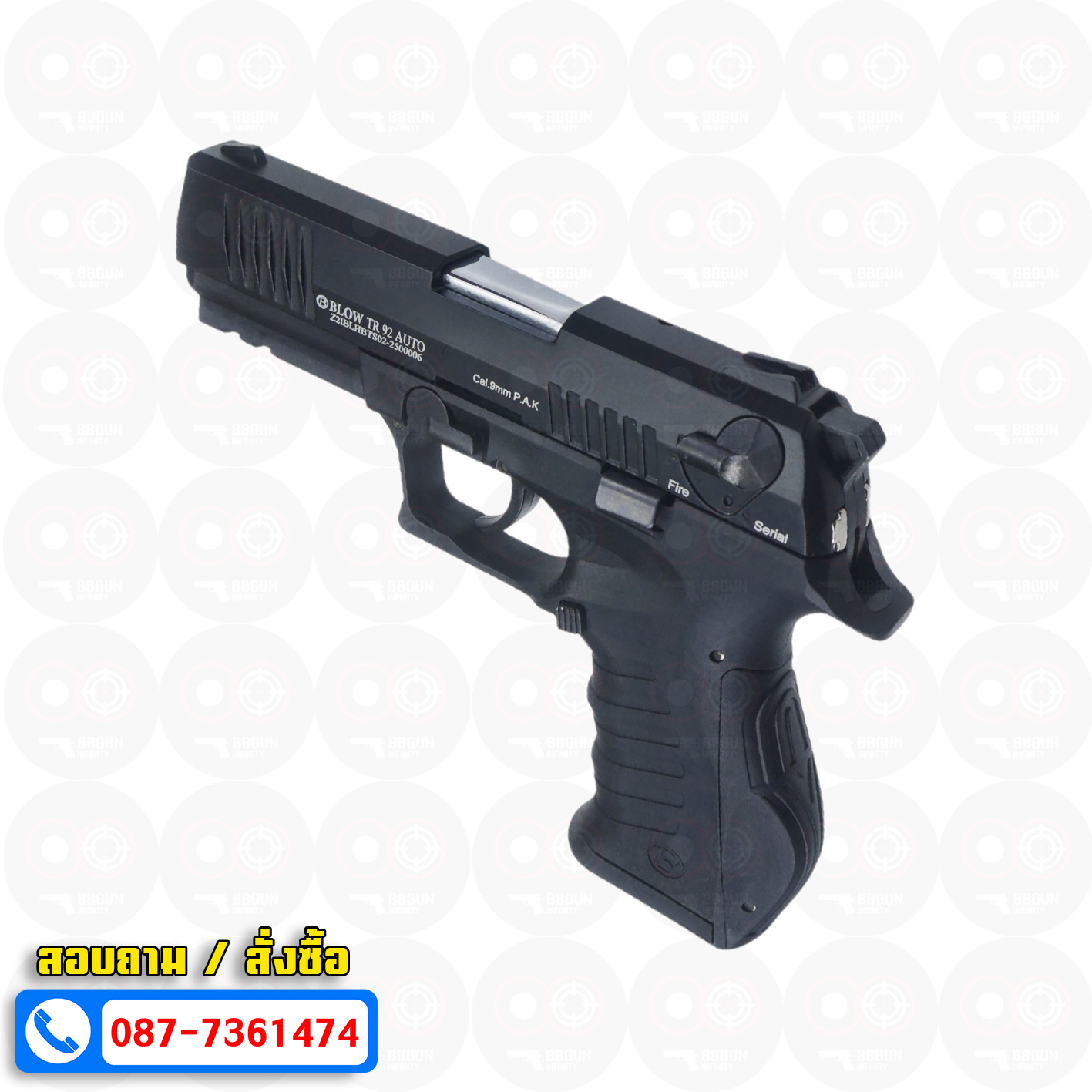 แบลงค์กัน BLOW TR 92 AUTO สีดำ BLACK Blank Gun ( 2 แม็กกาซีน + กล่องปืน )