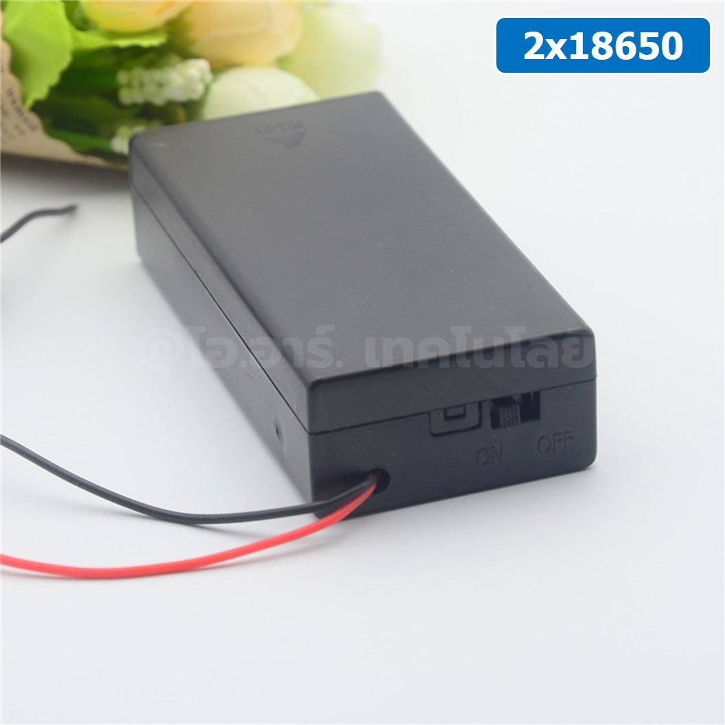 BH-18650x2C รางถ่าน 18650 2 ก้อน 7.4V แบบมีฝาปิด Battery Holder 2x18650 for Arduino