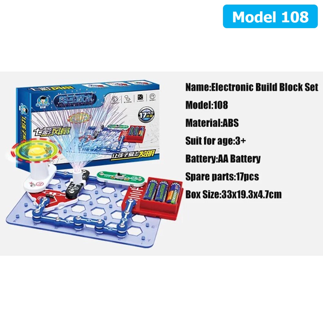 (Model 108) ชุดเรียนรู้ วงจรไฟฟ้าเบื้องต้น 17pcs Electronic Building Blocks 108 ชุดส่งเสริมการเรียนรู้ วงจรอิเล็กทรอนิกส์ Learning kit