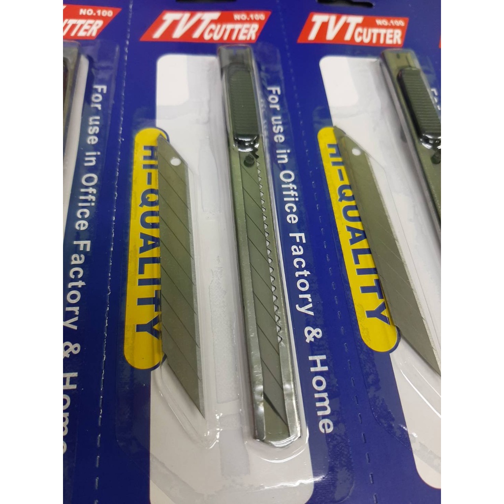 มีดคัตเตอร์สแตนเลส เล็ก พร้อมใบมีด TVT Cutter อเนกประสงค์ ด้ามแสตนเลส ใบมีดเอียง