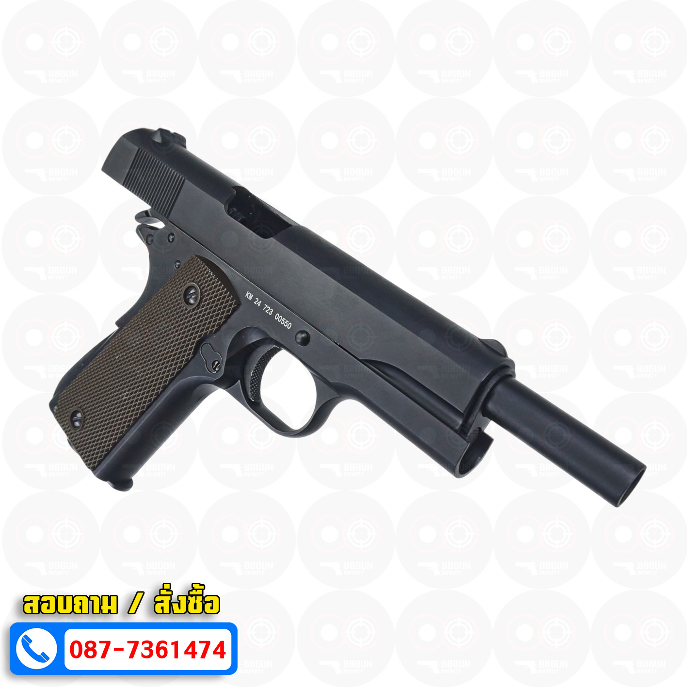 บีบีกันอัดแก๊ส Colt M1911 A1 Double Bell 723 สีดำ BB GUN