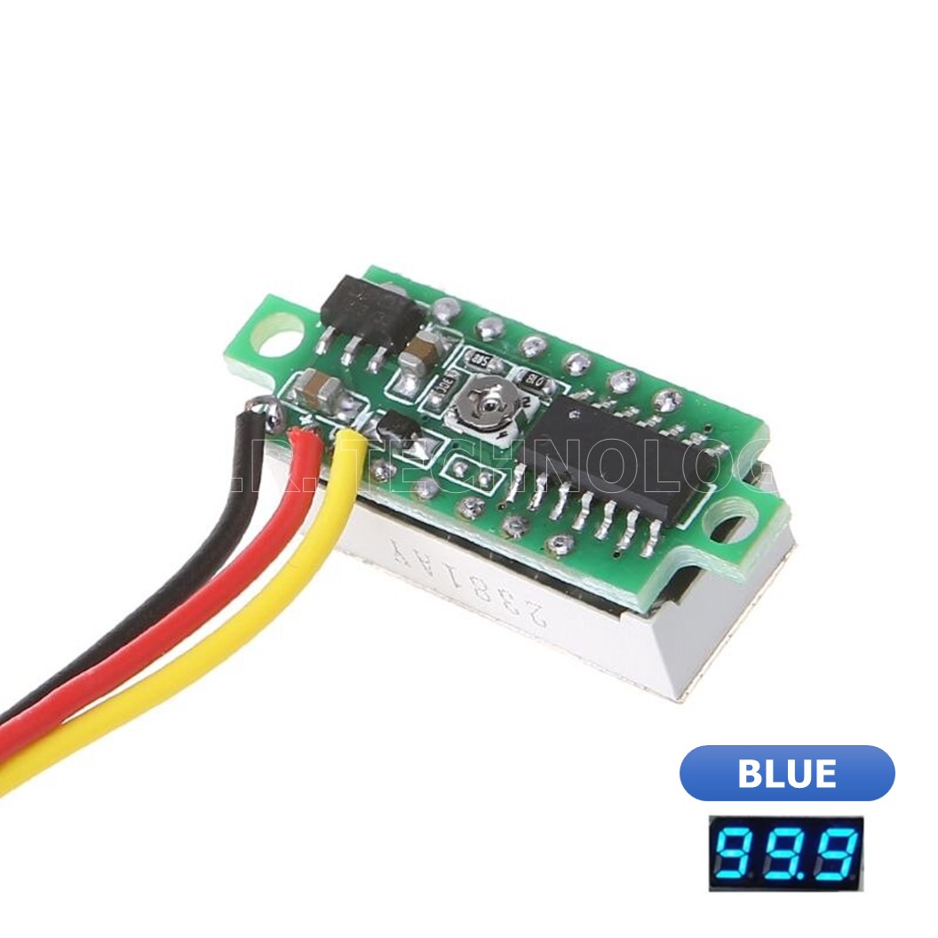 (1ชิ้น) NC293 จอแสดงผล โวลต์มิเตอร์ 3 สาย สีน้ำเงิน ขนาด 0.28นิ้ว 0-100VDC 3-Wire DC Voltmeter Blue