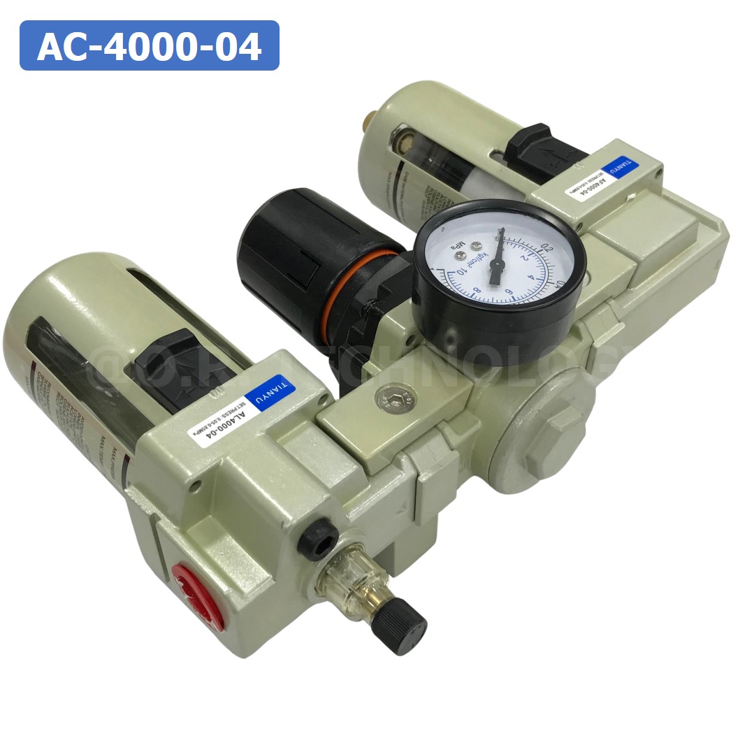 AC4000-04 ชุดกรองลม แบบ 3 ตอน Manual Drain 3 Unit FRL Combination TIANYU AC-4000-04 (Filter Regulator Lubricator)