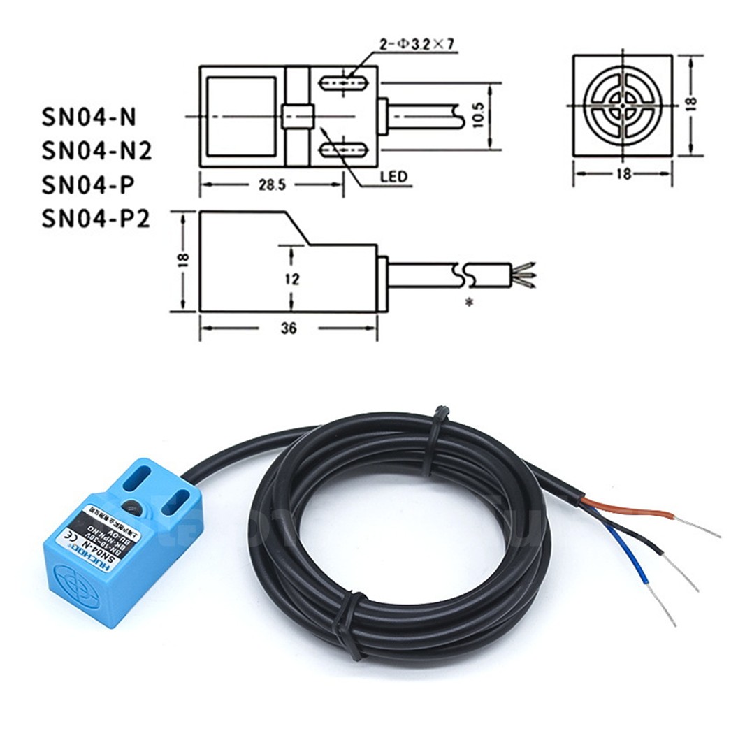 SN04 Proximity Switch พร็อกซิมิตี้สวิทช์ เซนเซอร์ตรวจจับโลหะ 10-30VDC Sensing 5mm NPN/PNP NO/NC แบบ 3สาย/2สาย 2/3-wire Proximity sensor ระยะตรวจจับ 5mm HUCHOO Metal sensor เซนเซอร์ตรวจจับเหล็ก