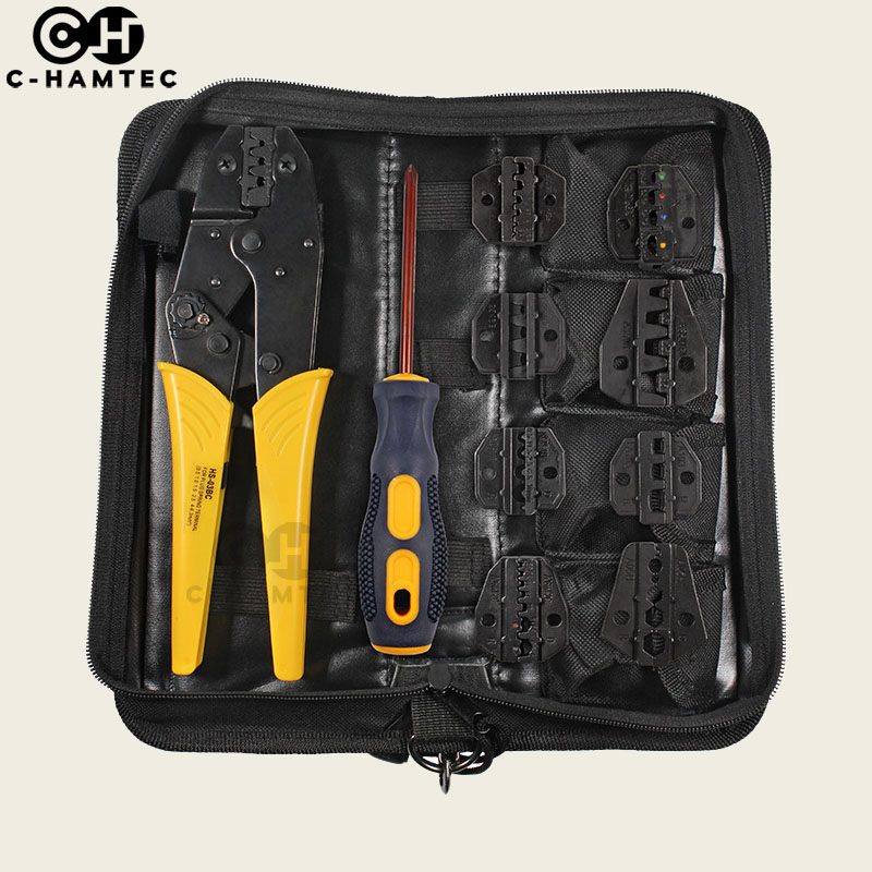 ชุดคีมย้ำหางปลา ชุดคีมย้ำสายไฟ คีมย้ำเปลี่ยนหัวได้ 9 แบบ พร้อมกระเป๋าจัดเก็บ