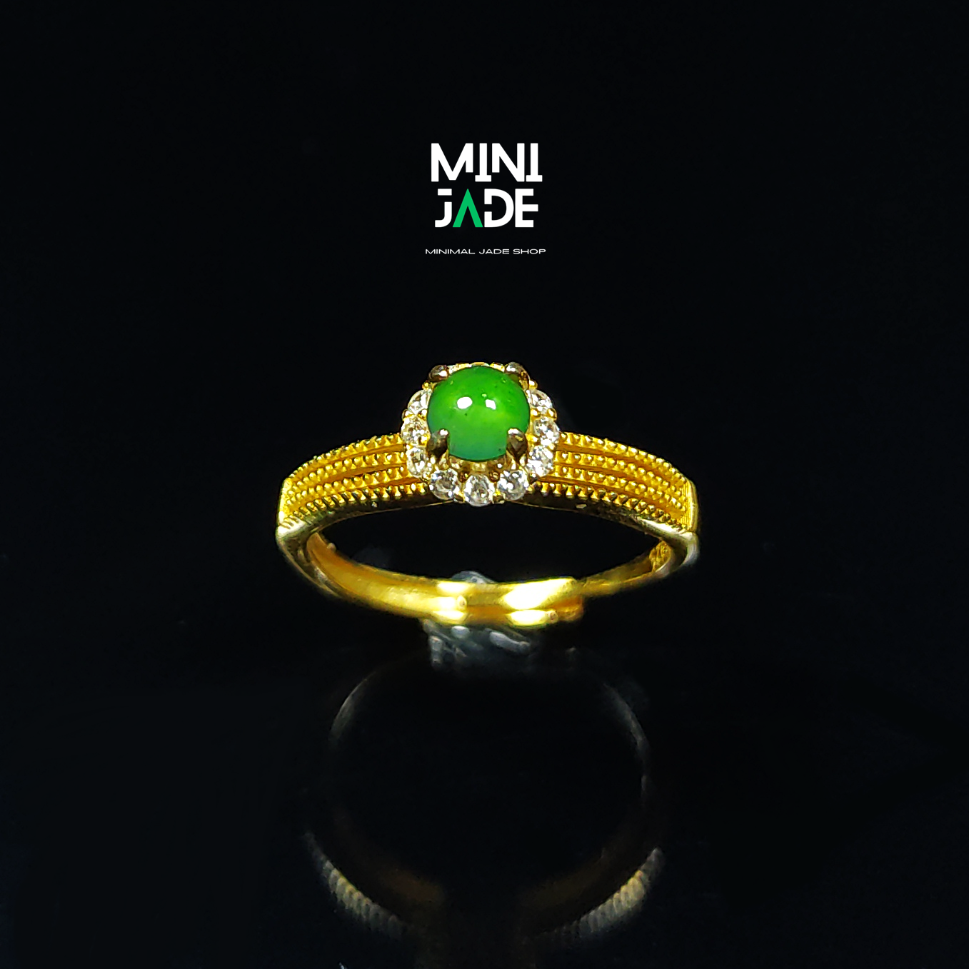 แหวนหยกjadeite เขียวจักพรรดิเนื้อแก้วใส