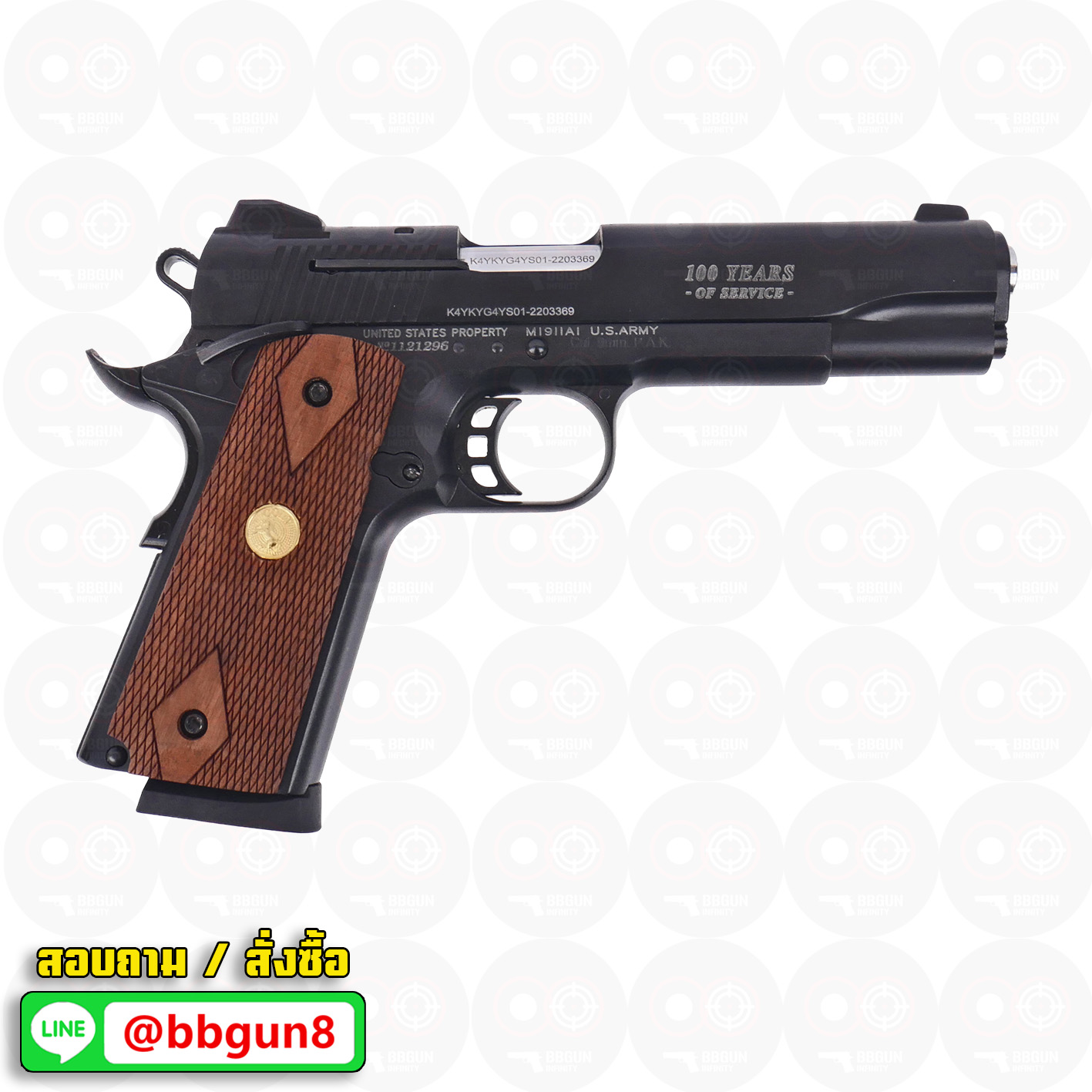 แบลงค์กัน KUZEY M1911 5 นิ้ว COLT GOVERMENT 100 Year สีดำ blank gun ด้ามไม้