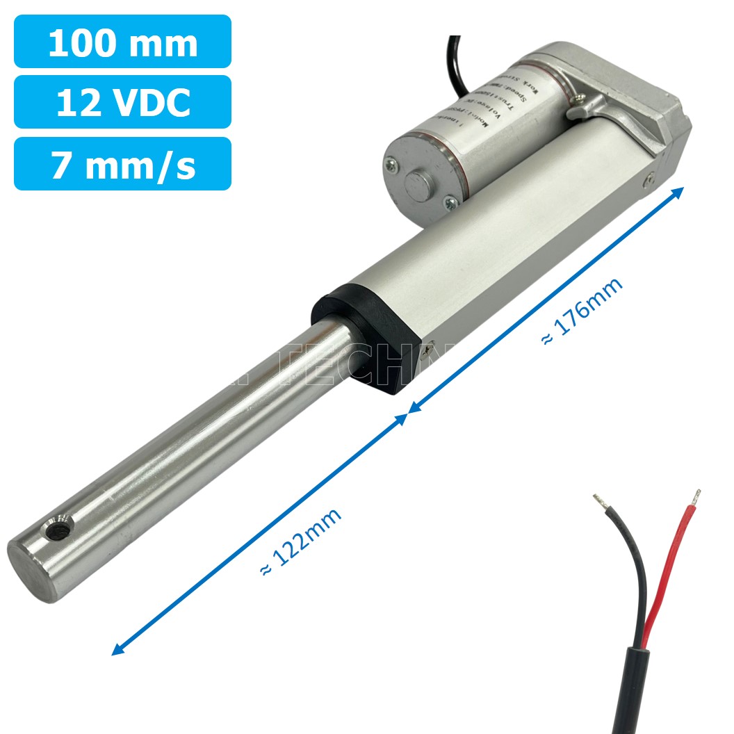 (1ชิ้น) NC481 มอเตอร์ก้านชัก พัตเตอร์ไฟฟ้า ระยะชัก 100mm 7mm/s 1500N 12VDC Electric Linear Actuator Putter DC 12V Stroke Length 100mm