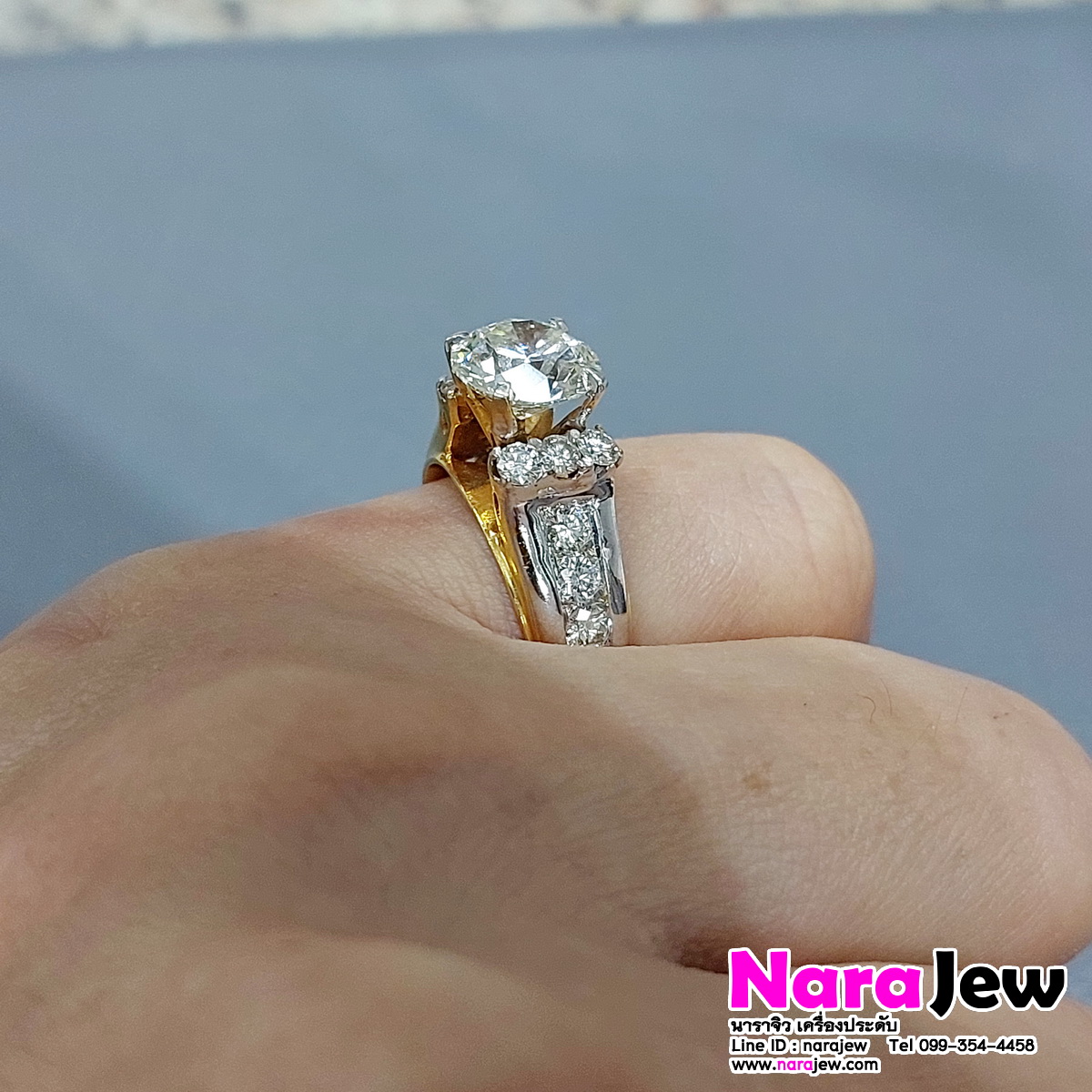 แหวนเพชร เม็ดเดี่ยว 2.03 กะรัต เพชรแท้เบลเยี่ยมคัต น้ำ 92 VS