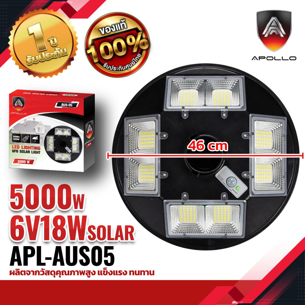 Apollo UFO Solar Light ไฟถนนโซล่าเซลล์ทรงจานบิน รุ่น AUS-05 5000W