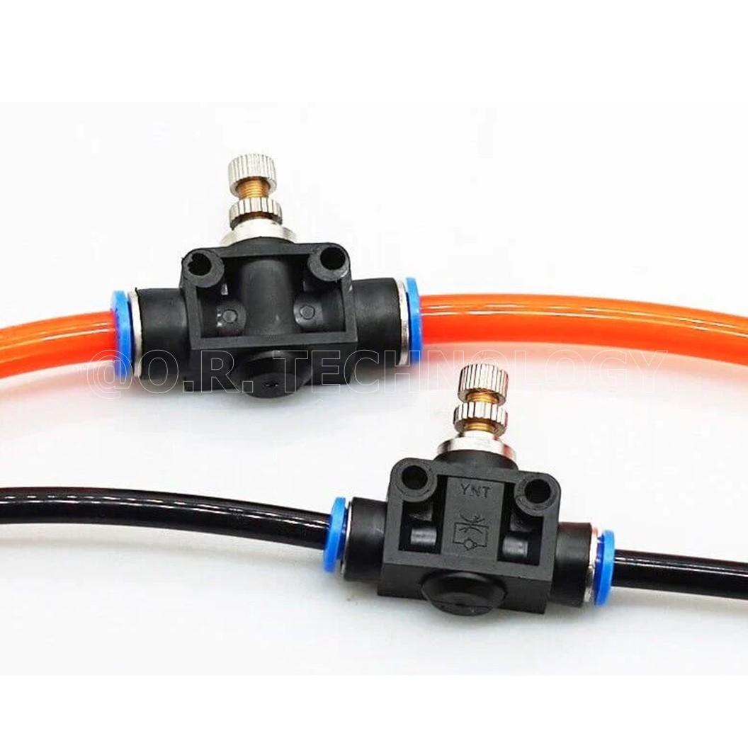 SA-4 ข้อต่อลม 2ทาง แบบปรับลมได้ ข้อต่อปรับลม ข้อต่อวาล์วปรับลม Speed Controller Valve flow speed control valve Pneumatic Quick Fitting 2 way Push in