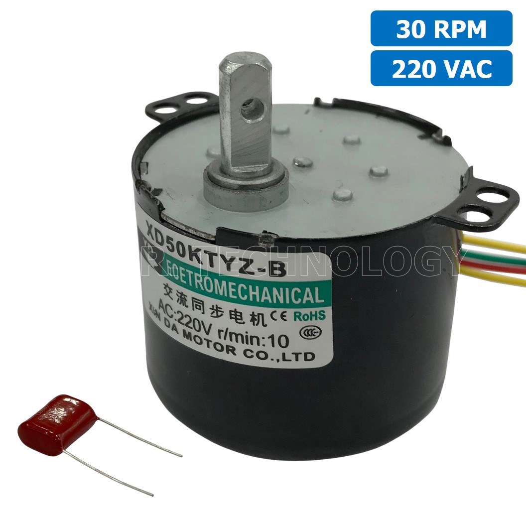 (1ชิ้น) XD50KTYZ-B 30 RPM ซิงโครนัสมอเตอร์ มอเตอร์ไฟฟ้ากระแสสลับ AC Synchronous Gear Motor มอเตอร์ทดเฟือง