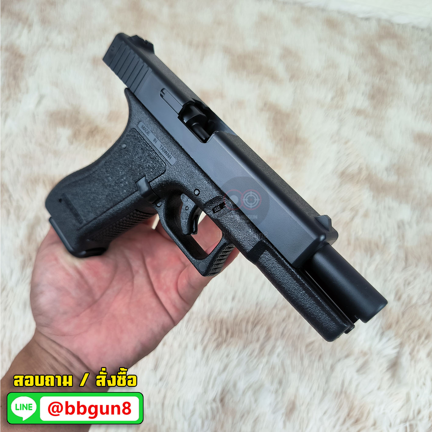 HFC HA-117 (Marking Version) Spring Powered Pistol มีมาร์คกิ้งสมจริงบนสไลด์ ลูกหมดแม็กกาซีนสไลด์ค้าง มีระบบเซฟไก ช่องคัดปลอกเปิด