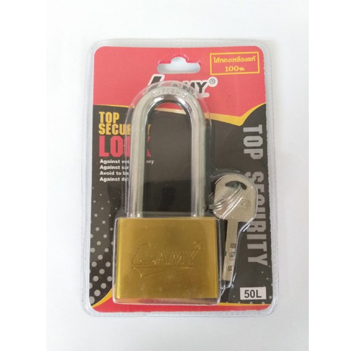 กุญแจระบบลูกปืน LAMY 50L ขนาด 50 มม. (คอยาว) (ราคารวมแวท) คล้อง ล็อคประตู ผลิตจากเหล็กกล้าชุบแข็ง