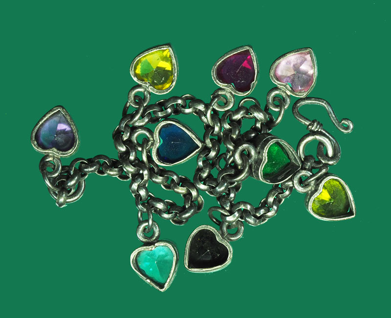 *31228 เครื่องประดับสายสร้อยข้อมือประดับด้วยพลอยรูปหัวใจ ทำด้วยเงิน ความยาวประมาณ 7 นิ้ว 16