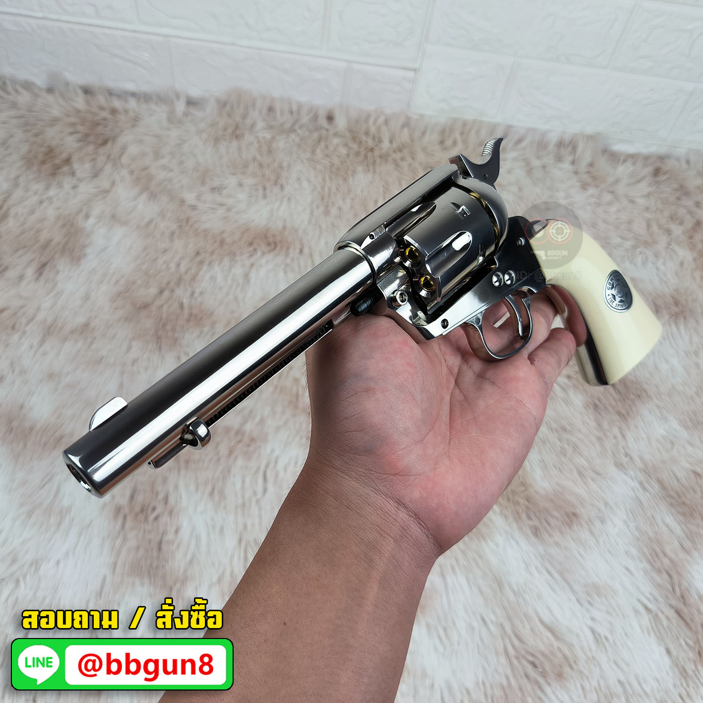 UMAREX Colt SAA Peacemaker .45 Co2 6mm - Nickel Pearl บีบีกันลูกโม่คาวบอย